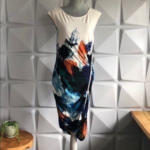 BCBG Maxazria abstract print midi dress